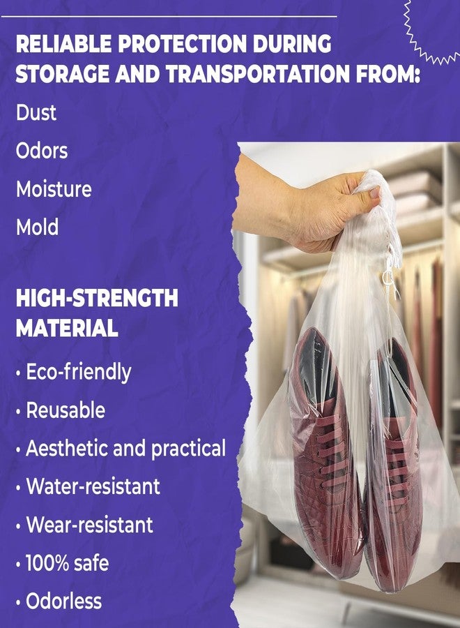APQ Supply Clear Drawstring Bag, 12 x 18 Inches. Pack of 100 Clear Plastic Drawstring Bags. Waterproof 2 Mil Polyethylene Travel Bags for Shoes. Transparent Draw String Bag for Cosmetics, Toiletries - Image 3